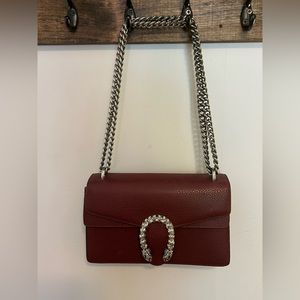 Burgundy Dionysus Style Leather Flap Bag